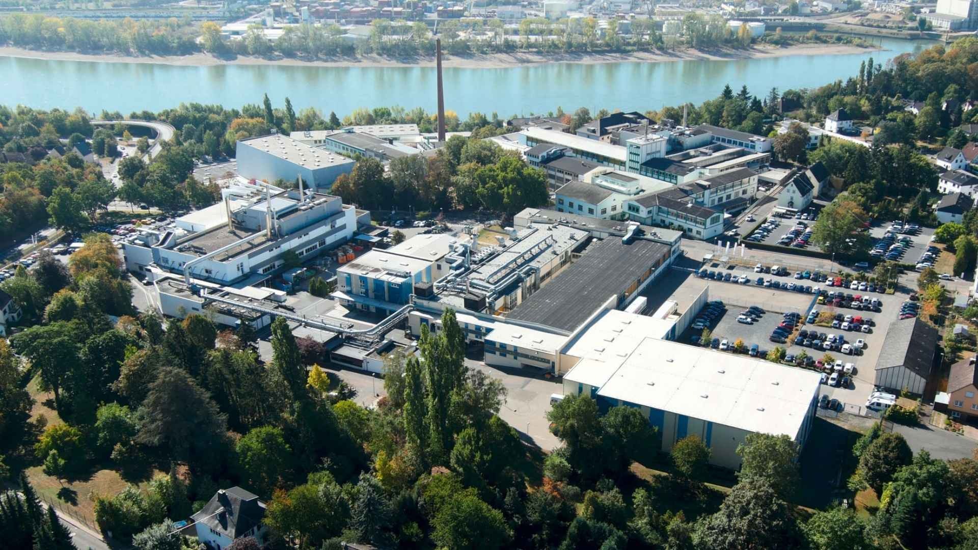 Lohmann-adhesive-tape-manufacturer-headquarters-Neuwied-facility-aerial-view