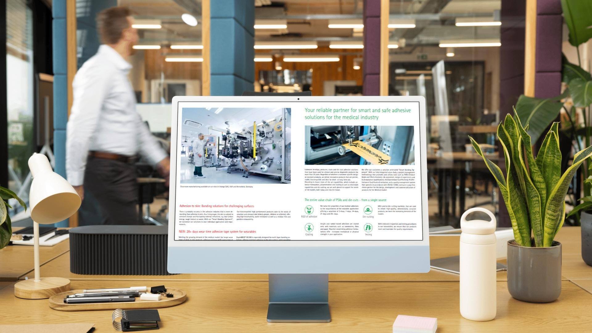 Lohmann-medical-wearables-brochure-on-screen-in-office Lohmann-medical-wearables-brochure-on-screen-in-office